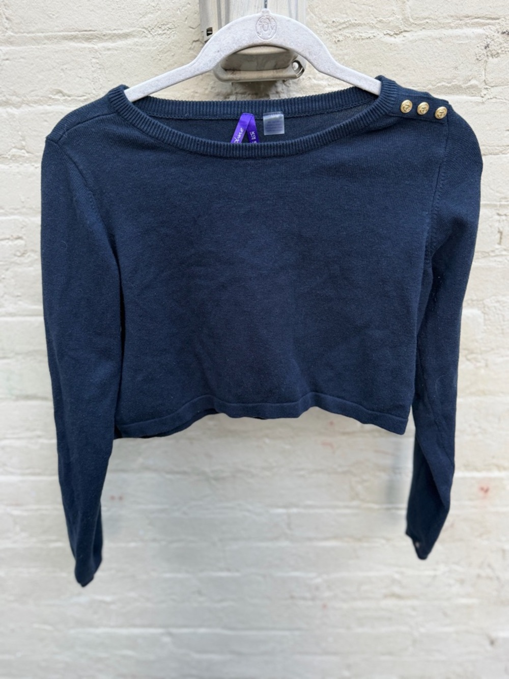 Lovely navy blue Seraphine cropped sweater top